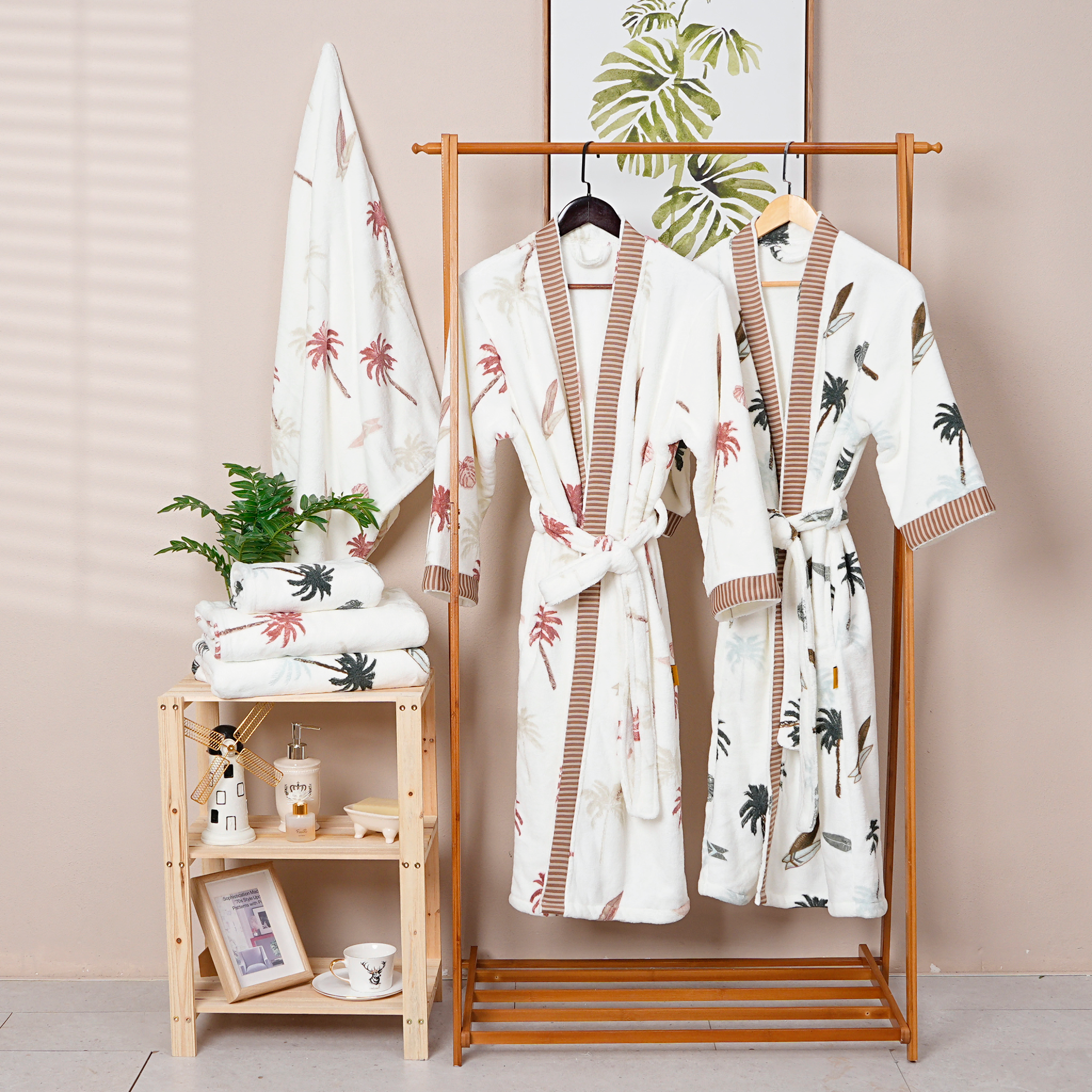 Coral FleeceTape Bathrobe