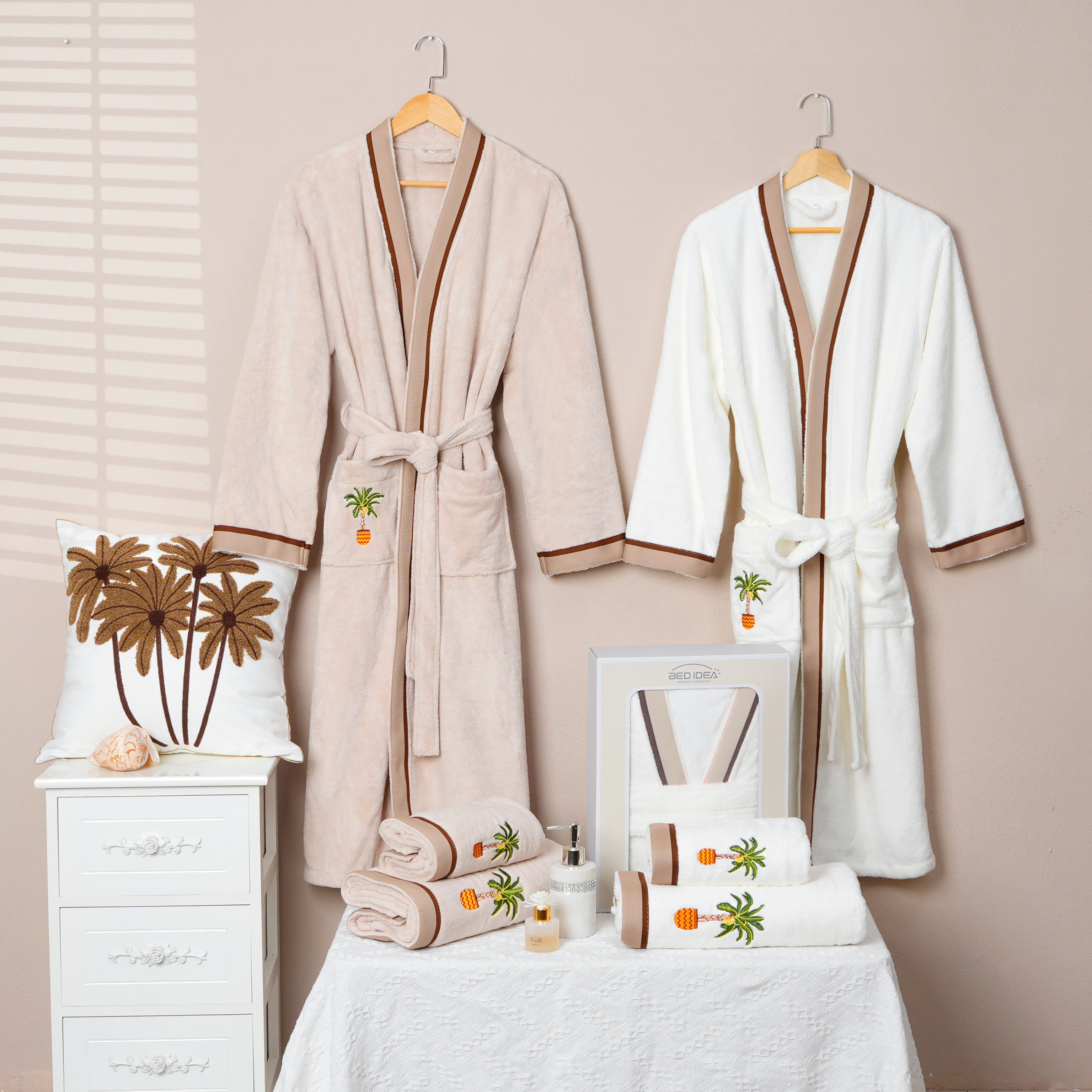 Coral Fleece Embroidery Bathrobe