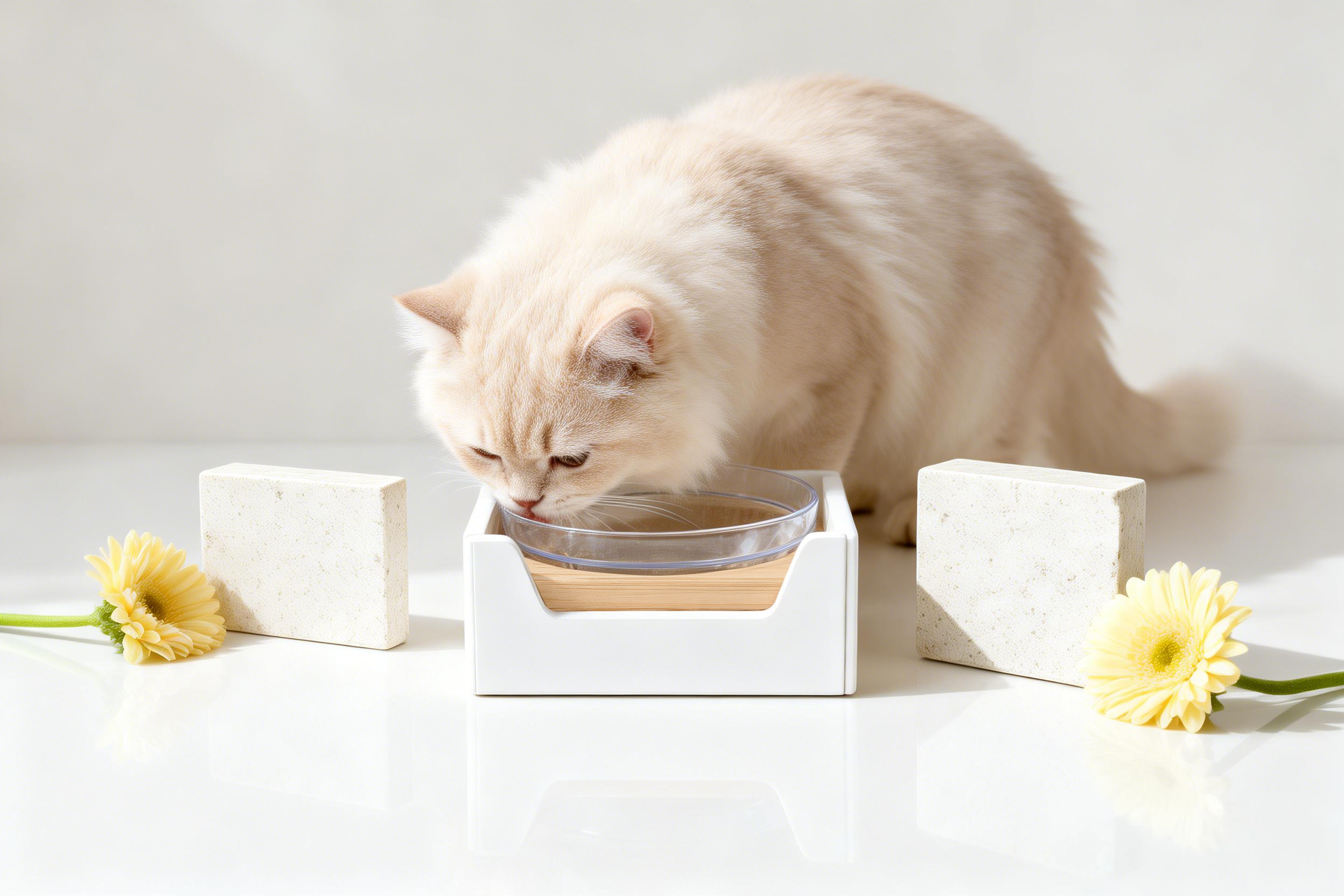 Bamboo Pet Feeder, Elevated Cat Dog Food Bowls, Pet Feeding Bowl for Food and Water