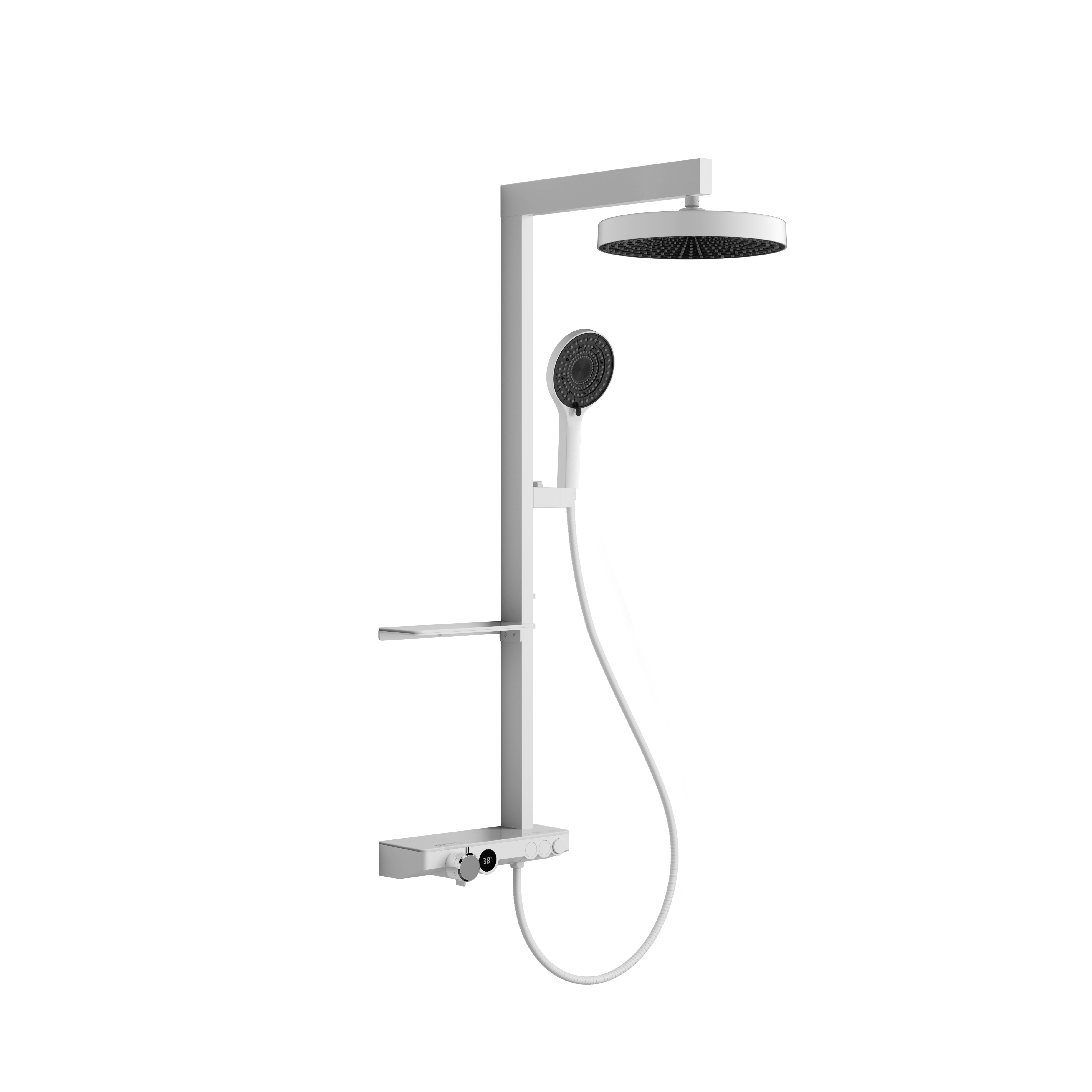 Shower set system with brass themostatic valve large rain showerhead