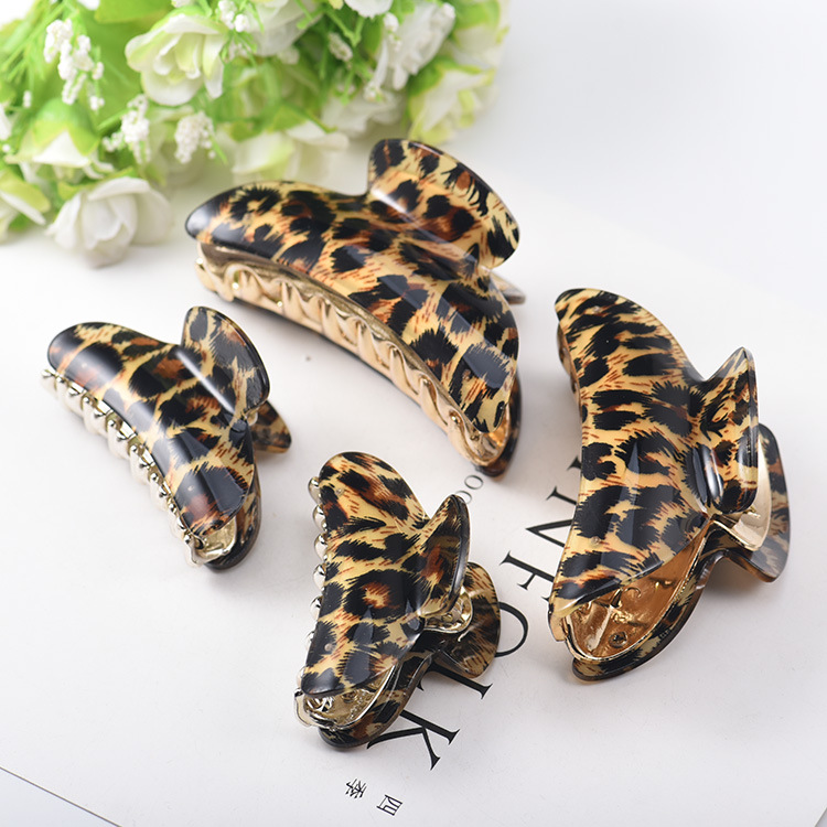 Korean Style Large Acrylic Hair Claw Clip, Leopard Print Hair Clip for Women