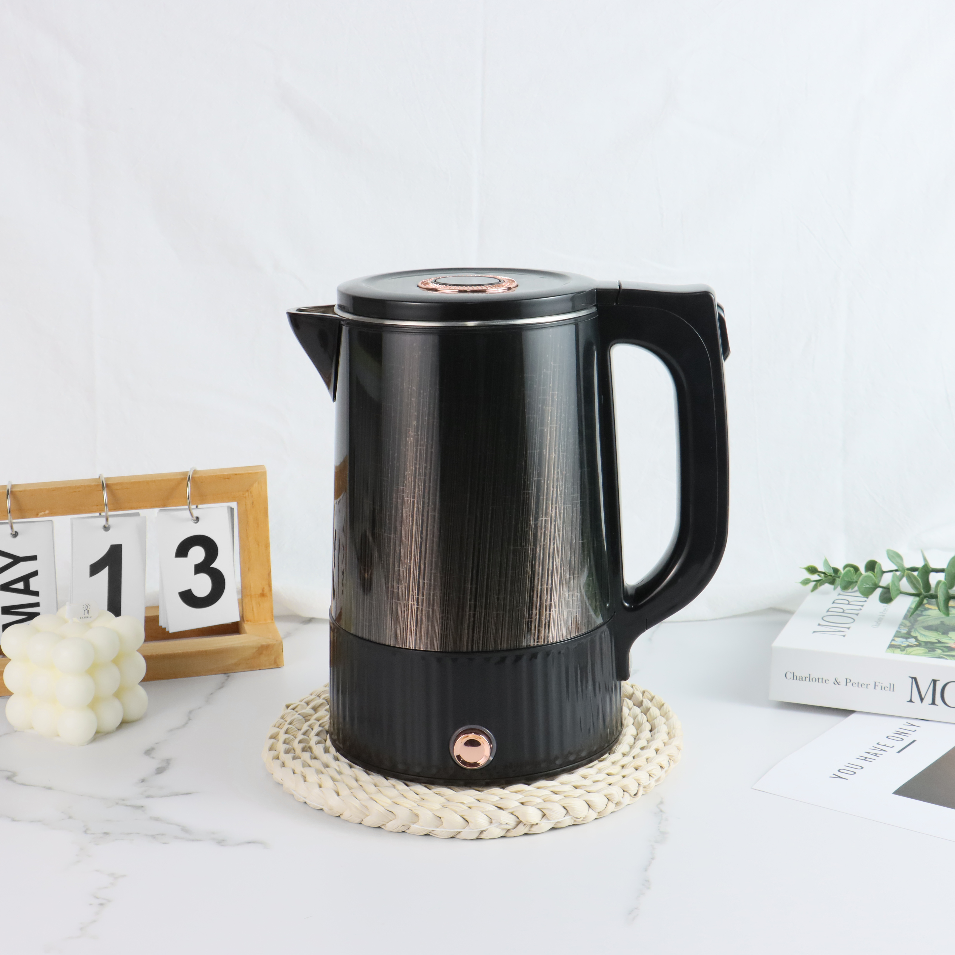 Black household electric kettle