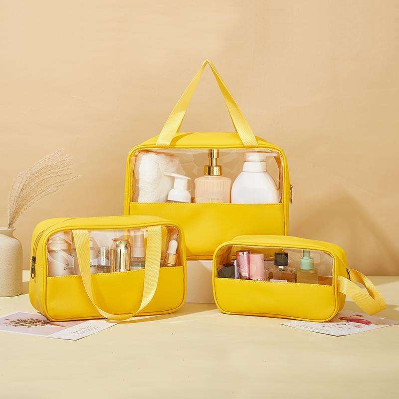 Makeup Vanity Bag Set Waterproof Semi-Travel PVC Cosmetic Bags Zipper Closure Letter Pattern