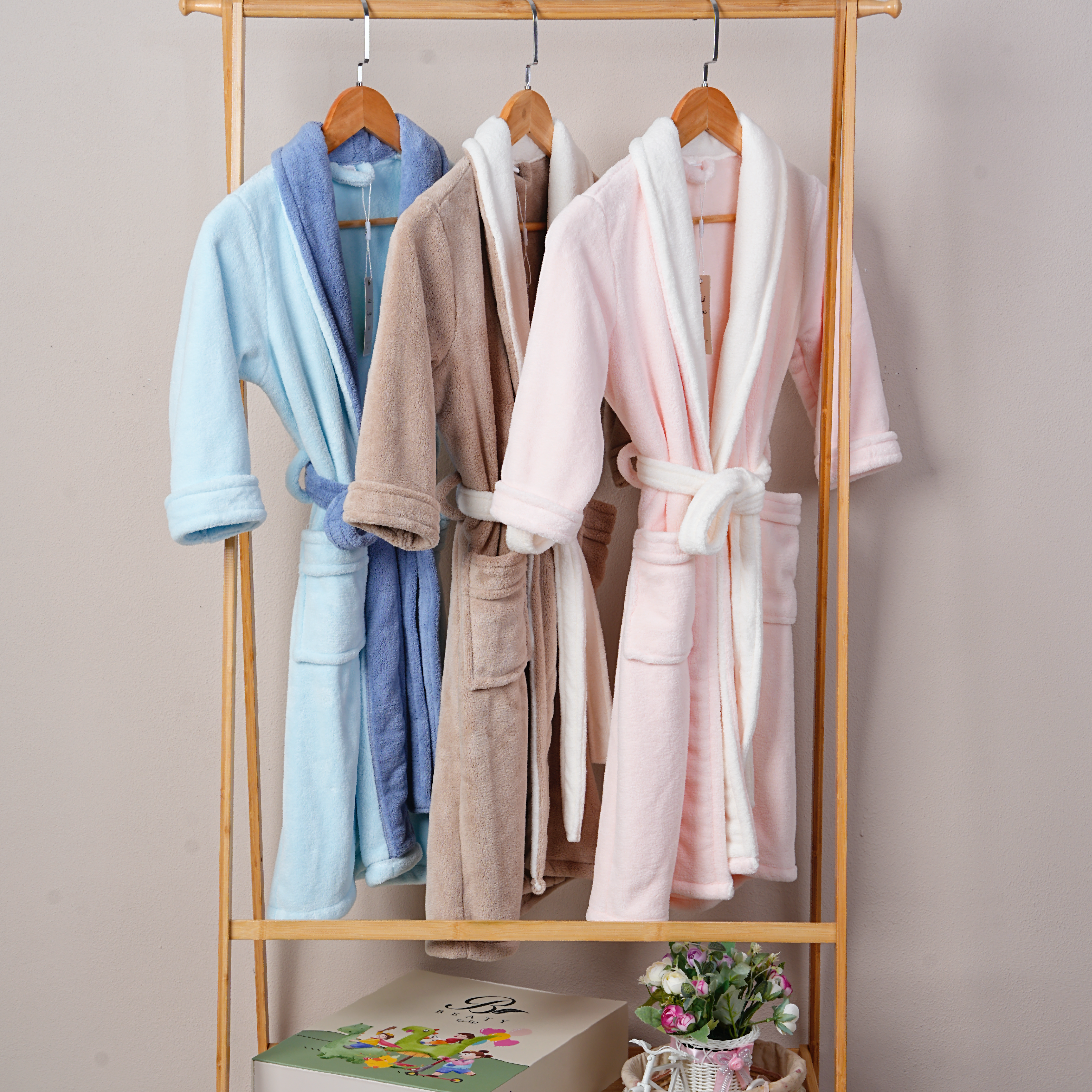 Coral fleece Kids Bathrobe