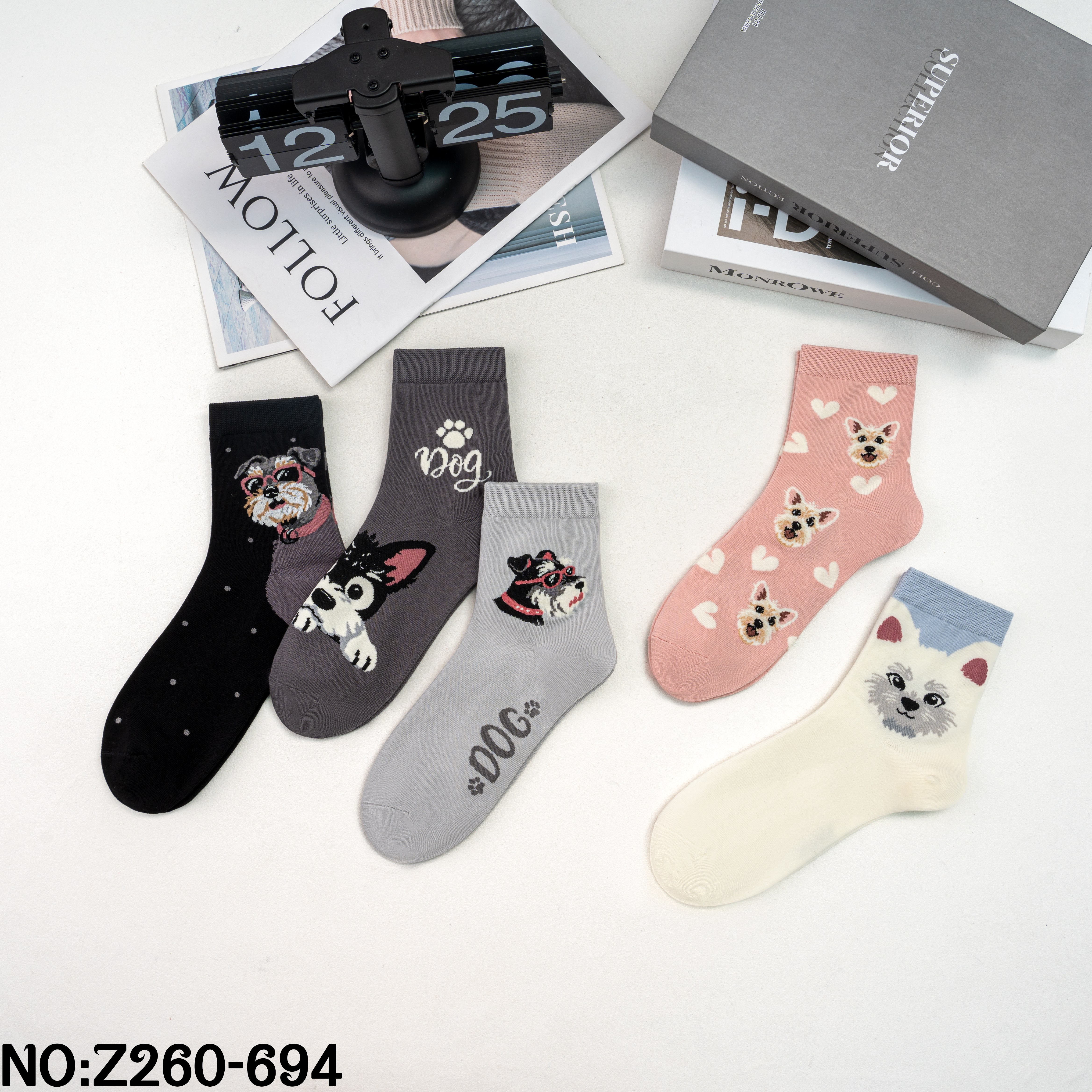 Cartoon lady mid-calf socks