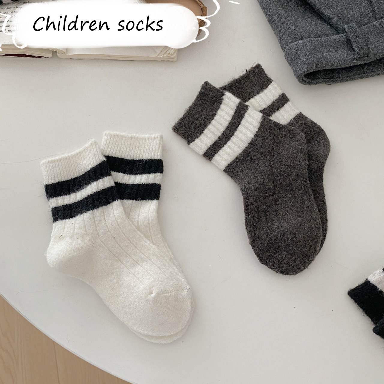 HUAYANG Custom Wholesale Wool Socks Children Socks Kids Socks Keeping Warm in Winter
