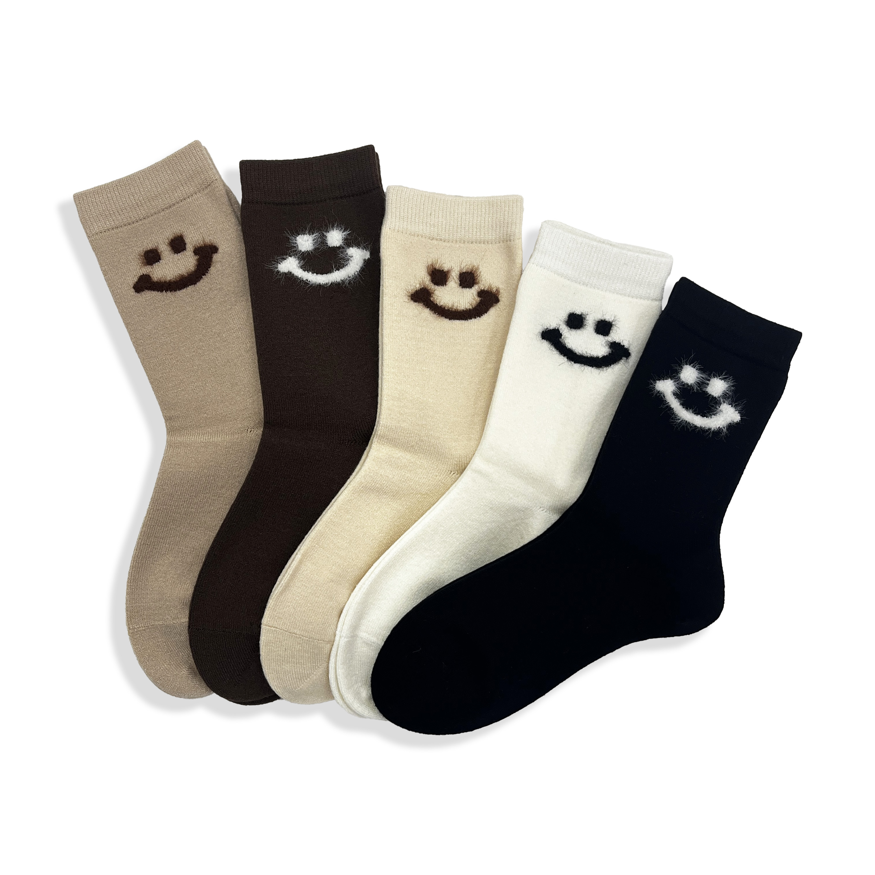HUAYANG Wholesale Children's Knitting Socks Soft Keeping Warm Smile Face Pattern 5 Colors