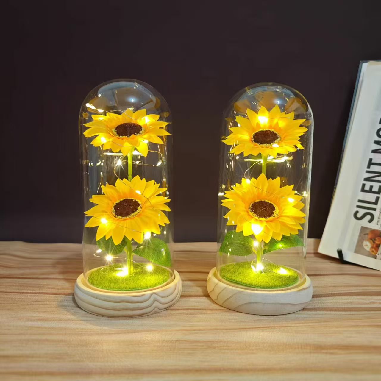 LED Sunflower Glass Dome Lamp | Romantic Gift for Mom & Valentine's Day | OEM Custom