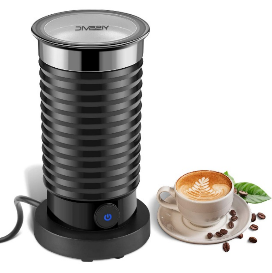 Milk frother, push-button controls, aluminum alloy inner tank, hot/cold switch, swivel base