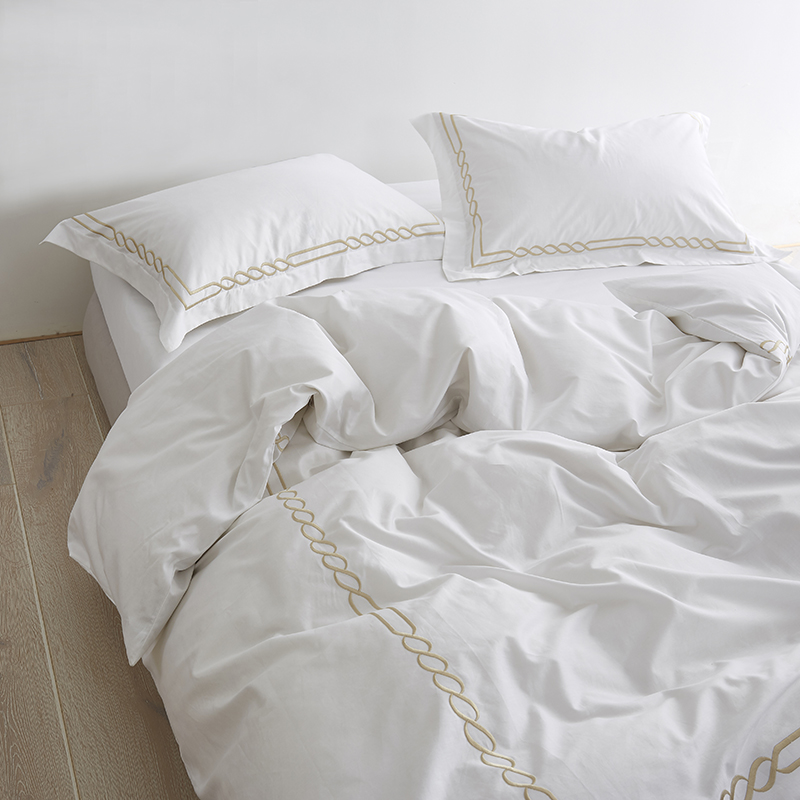 Luxury Embroidered Gold Satin Bedding Set