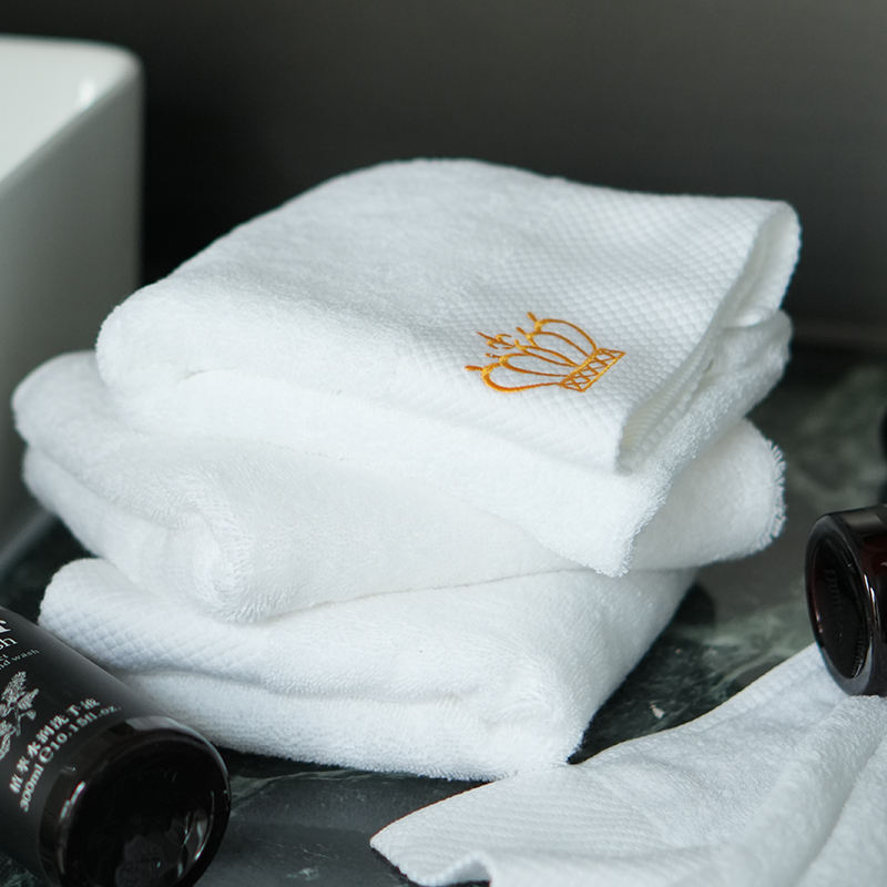 White Platinum Satin Embroidered Bath Towel