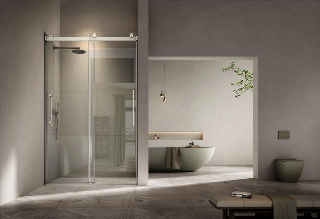 Neptum NKK6122-Y Shower Enclosure Champagne Brushed 8mm Tempered Glass