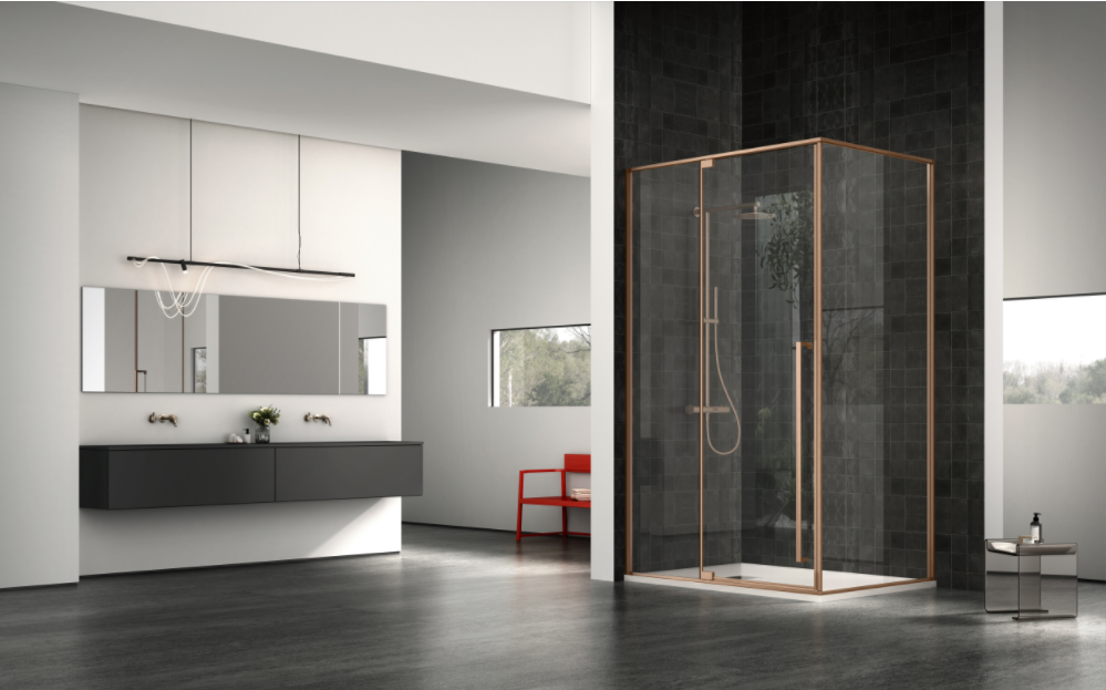 Neptum NPQ1231-R Shower Enclosure Brushed Rose 8mm Tempered Glass