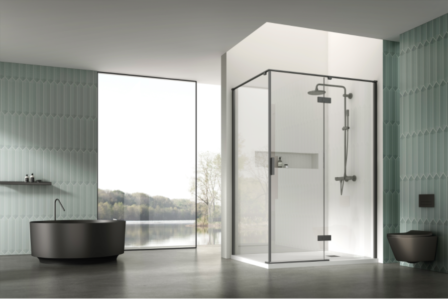 Neptum NWM1231 Shower Enclosure Gunmetal Gray 8mm Gray Glass
