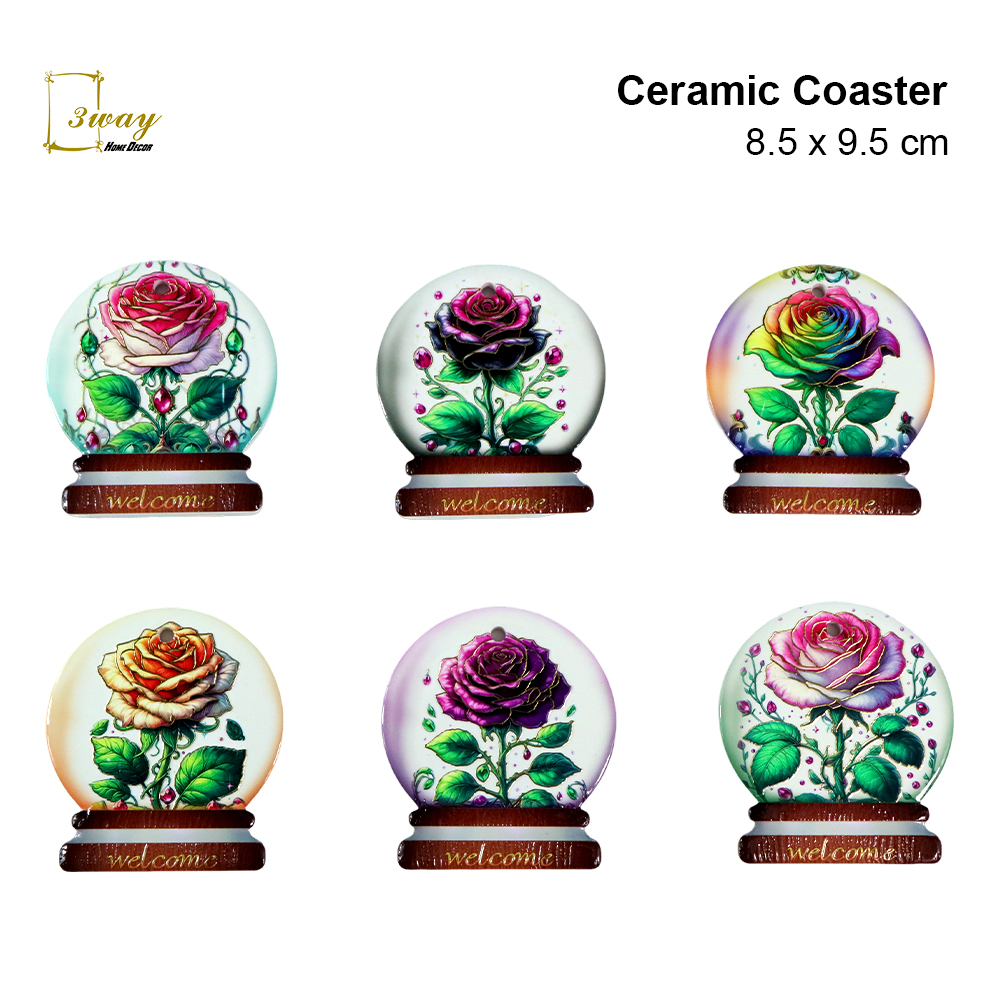 SquareFit Ceramic Coaster Crystal Ball Shape 8.5x9.5 cm