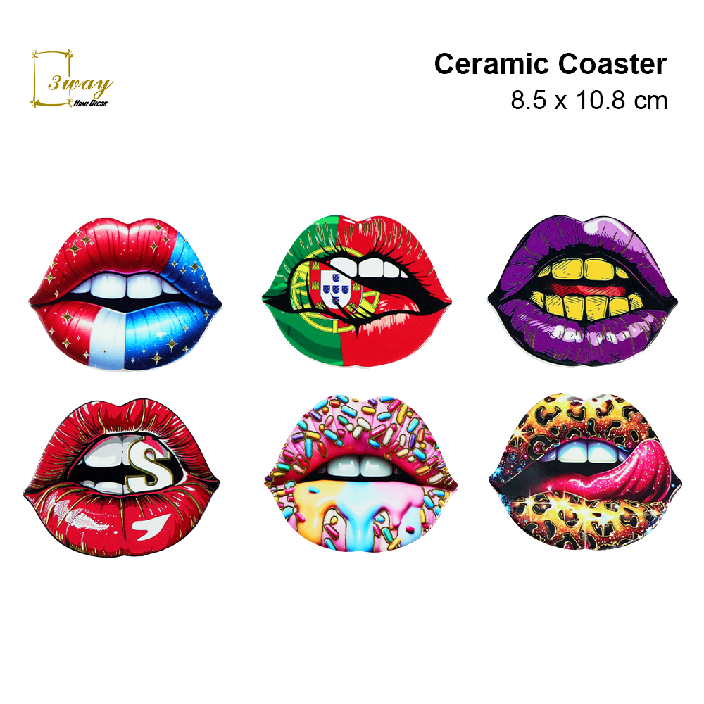 SquareFit Ceramic Coaster Lip Shape 8.5x10.8 cm