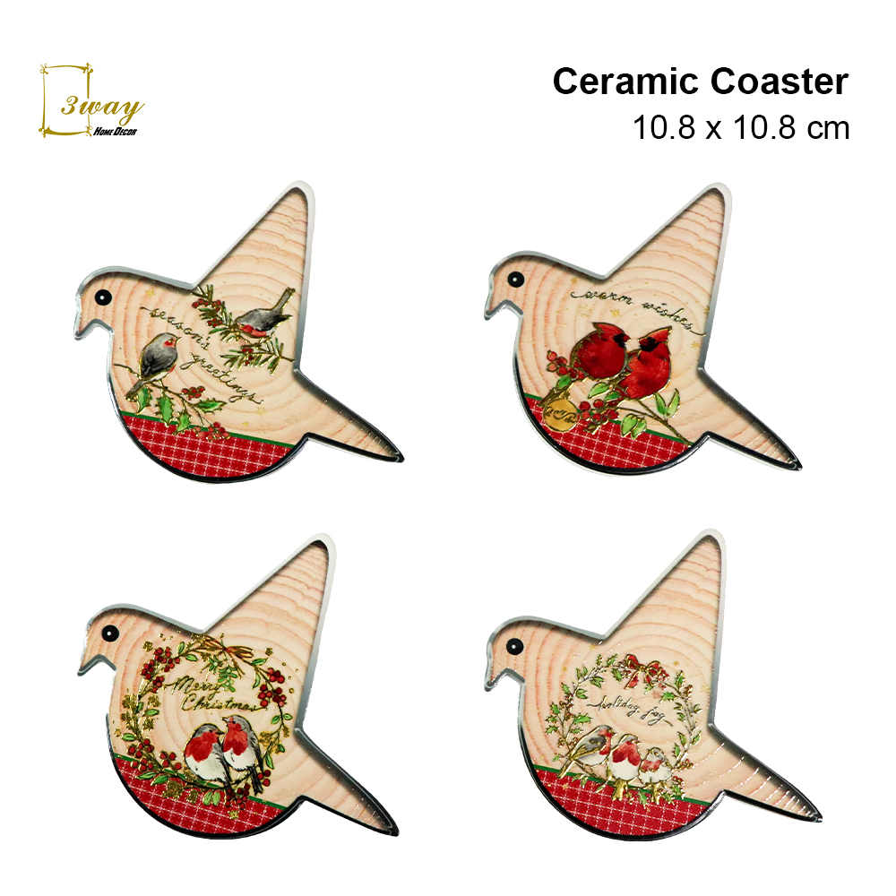 SquareFit Ceramic Coaster Bird Shape 8.5x10.8 cm