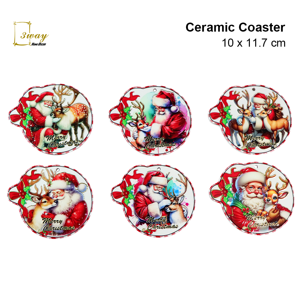 SquareFit Ceramic Coaster Santa Hat Shape 10x11.7 cm