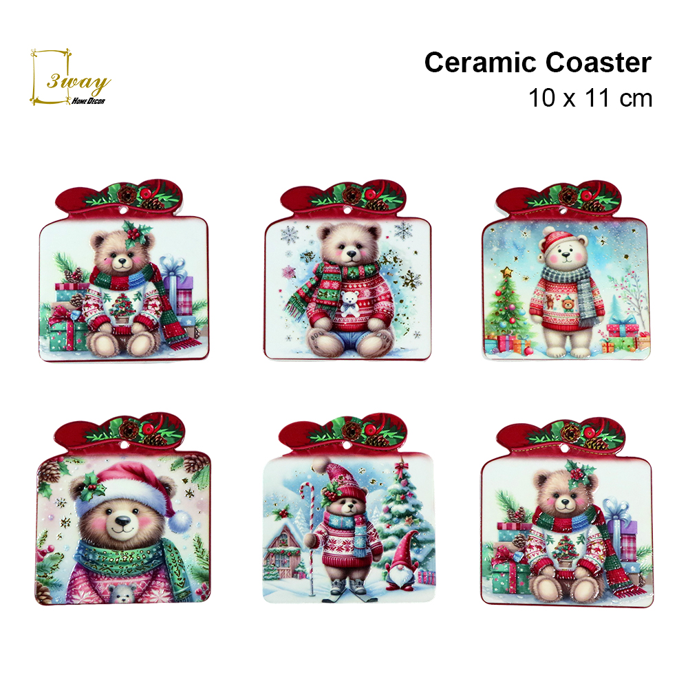 SquareFit Ceramic Coaster Gift Bag Shape 10x11 cm