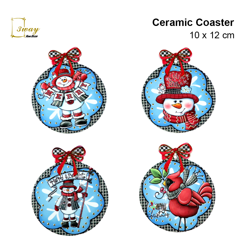 SquareFit Ceramic Coaster Bowknot Shape 10x12 cm