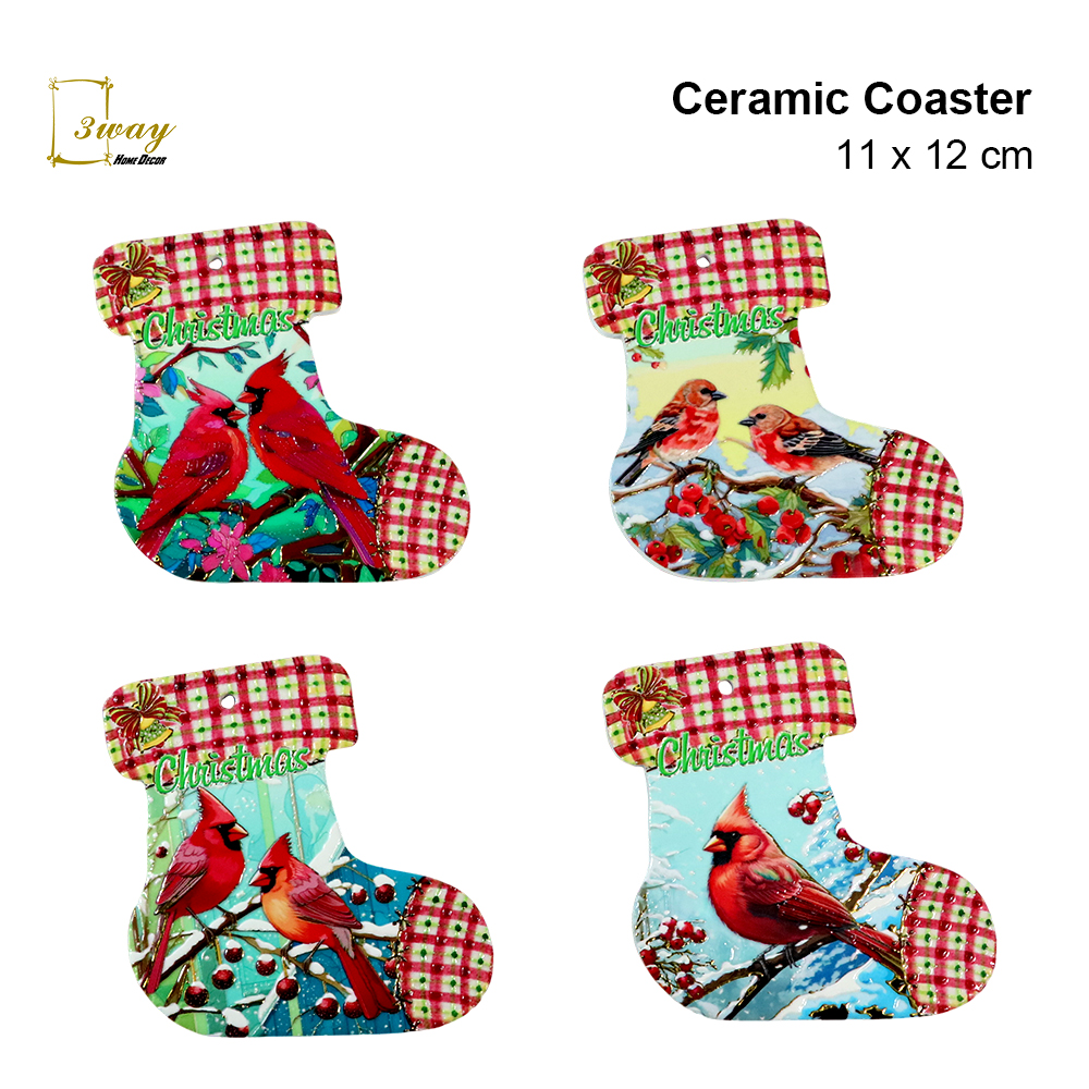 SquareFit Ceramic Coaster Socks Shape 11x12 cm