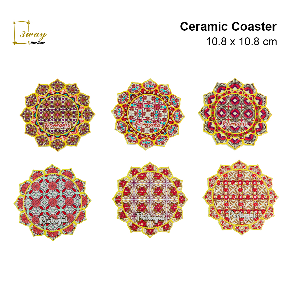 SquareFit Ceramic Coaster Flower Shape 10.8x10.8 cm