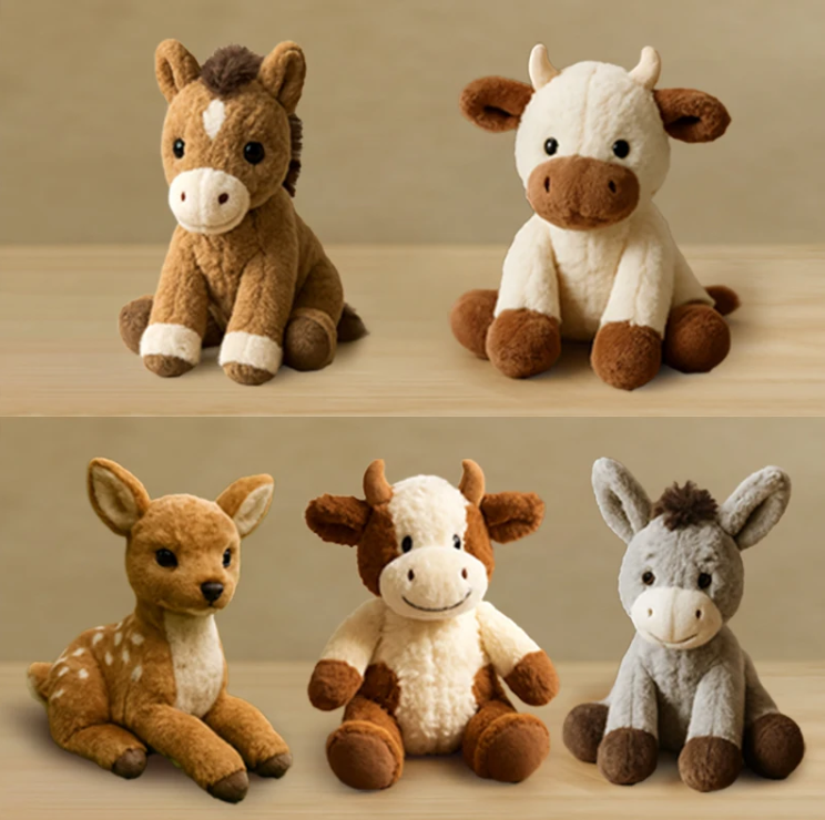 Custom Plush Toy Super Soft Stuffed Cow Plush Toy Sitting Horse Eco-friendly for Kids