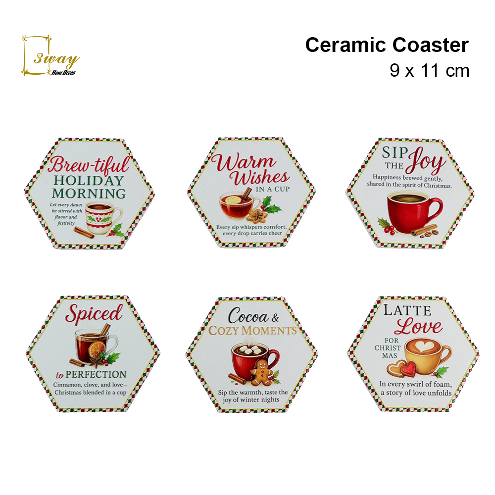 SquareFit Ceramic Coaster Hexagon Shape 10.8x10.8 cm