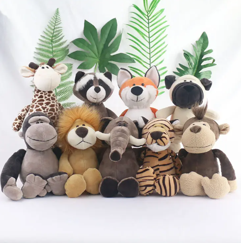 Manufacturer Wholesale Cute Plush Dolls Lion Elephant Deer Tiger Jungle Animal Stuffed Animal Toys