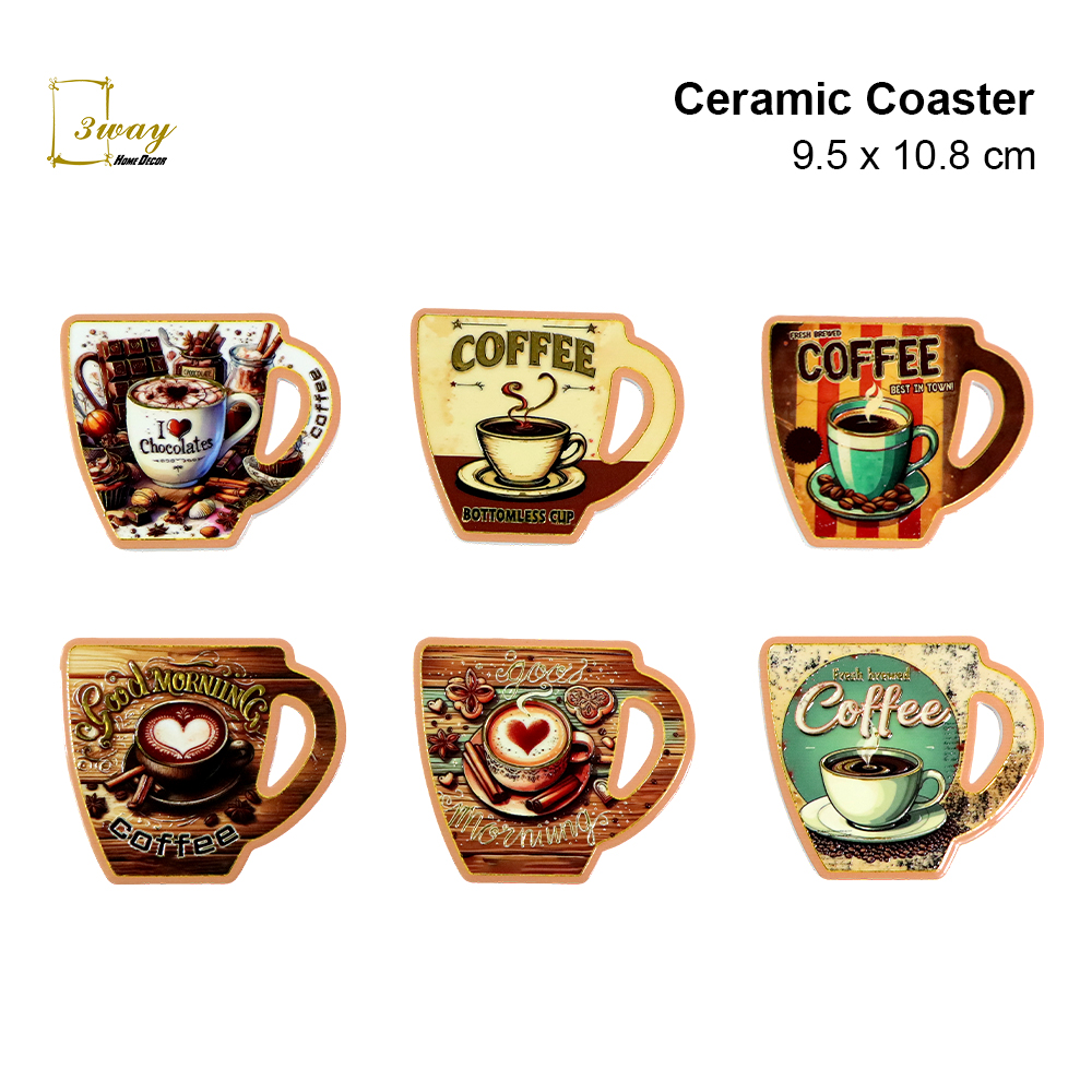 SquareFit Ceramic Coaster Cup Shape 9.5x10.8 cm