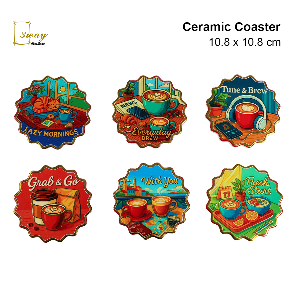 SquareFit Ceramic Coaster Flower Shape 10.8x10.8 cm