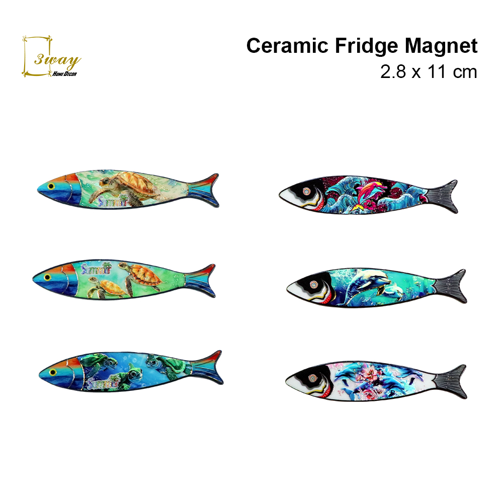 SquareFit Ceramic Fridge Magnet Fish Shape 2.8x11 cm