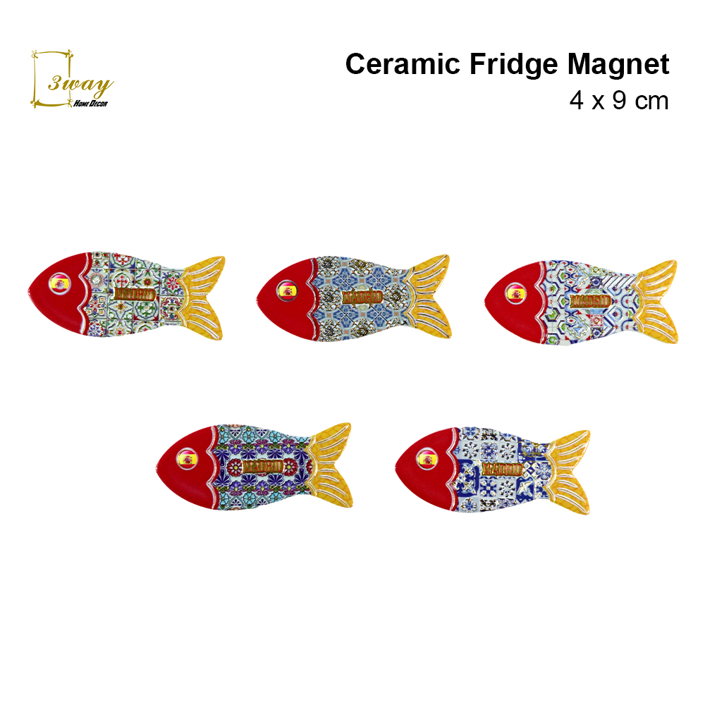 SquareFit Ceramic Fridge Magnet Fish Shape 4x9 cm