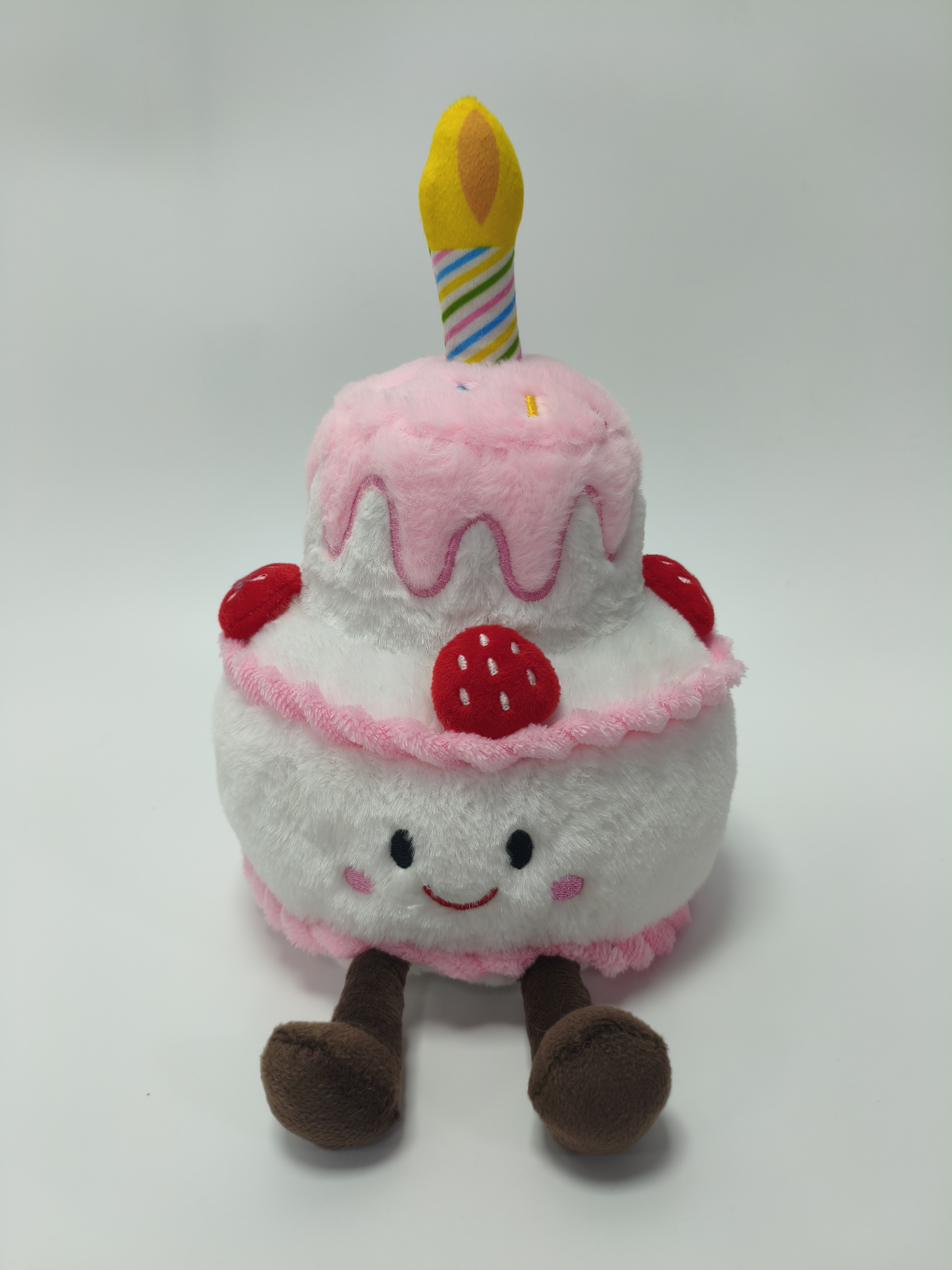 Birthday Cake Plush Toy, Double-layer Cake Stuffed Animal, Candle Cake Plush Doll
