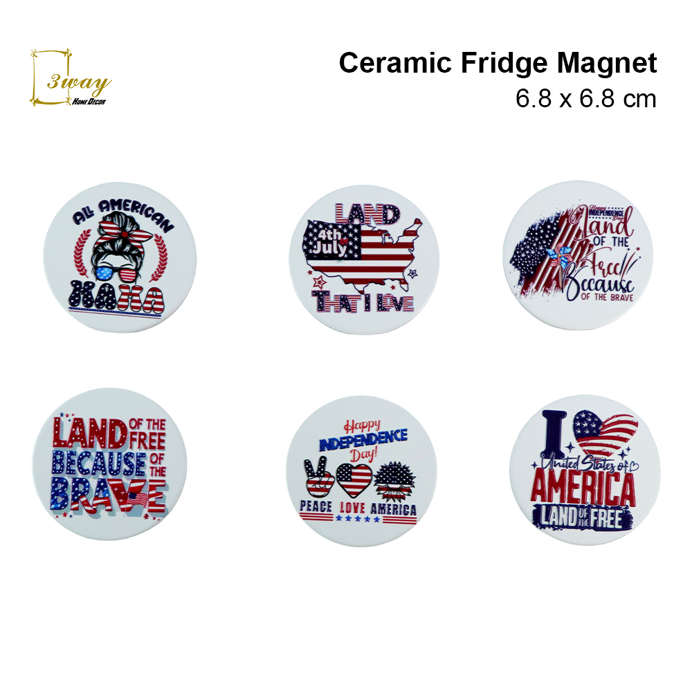 SquareFit Ceramic Fridge Magnet Round Shape 6.8x6.8 cm