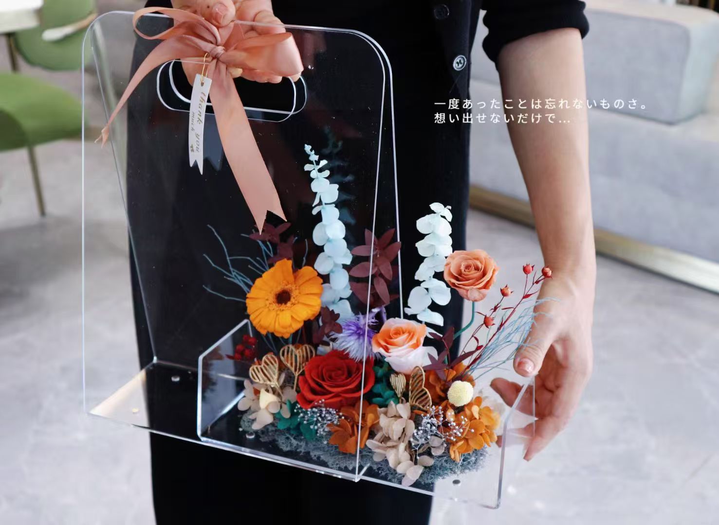 Acrylic Preserved Flower Gift Box, romantic ready gift, custom for Valentine's & Mother's Day