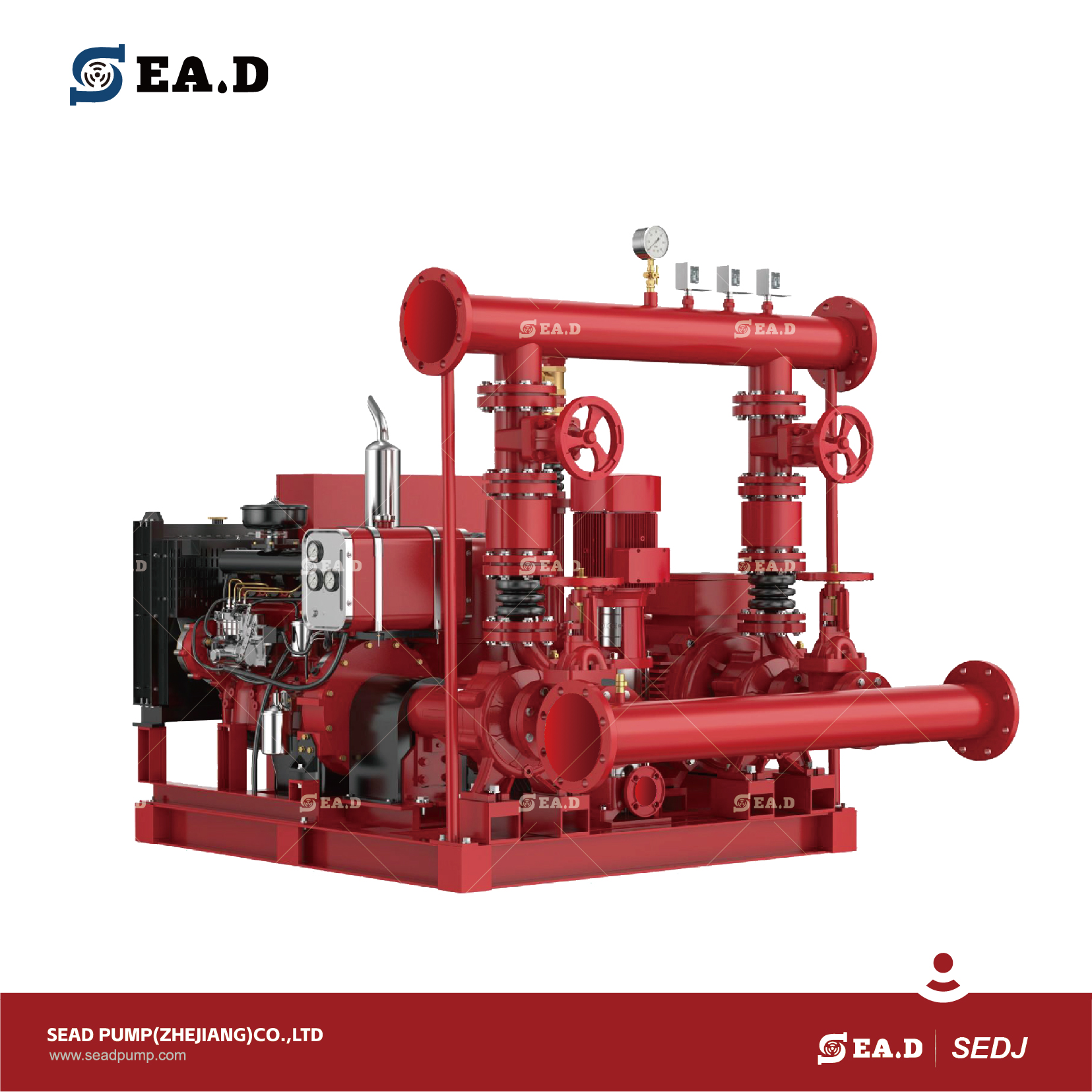 EDJ Fire pump set consists of electric pump + diesel pump + jockey pump and all accessories.