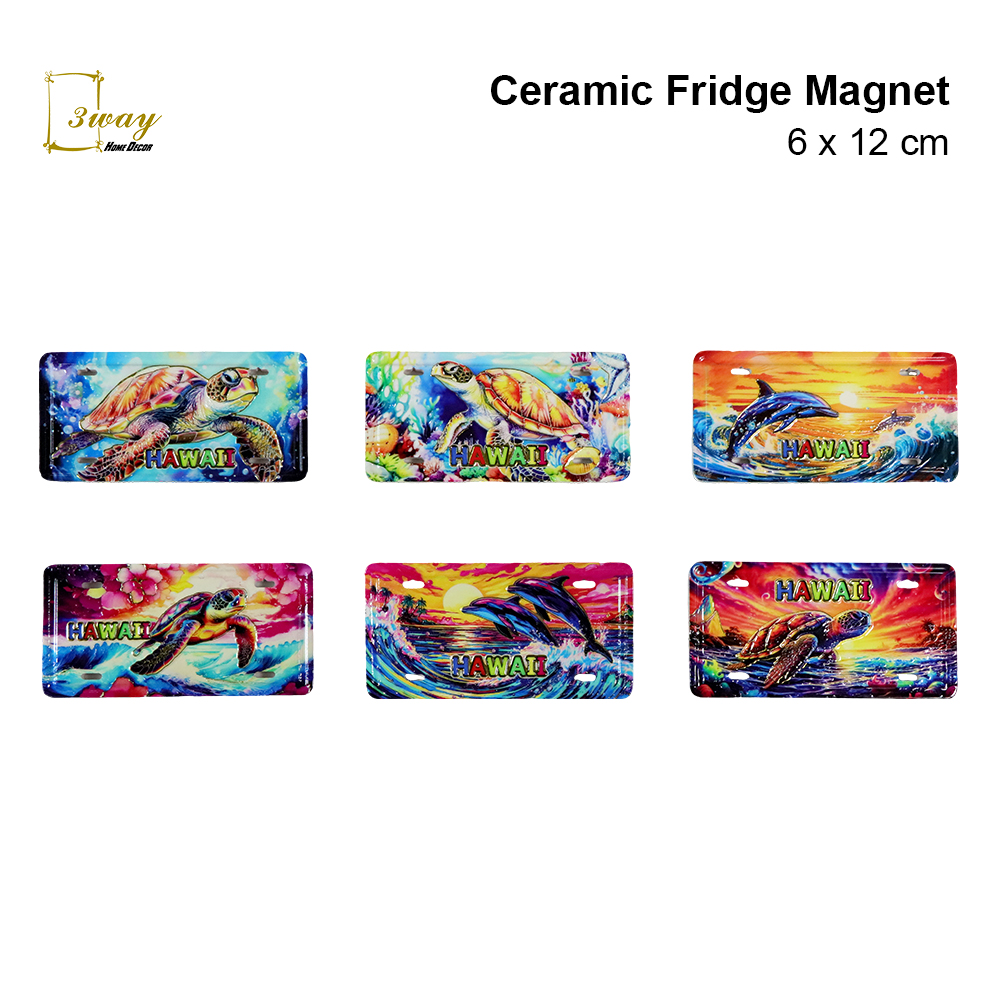SquareFit Ceramic Fridge Magnet License Plate Shape 6x12 cm