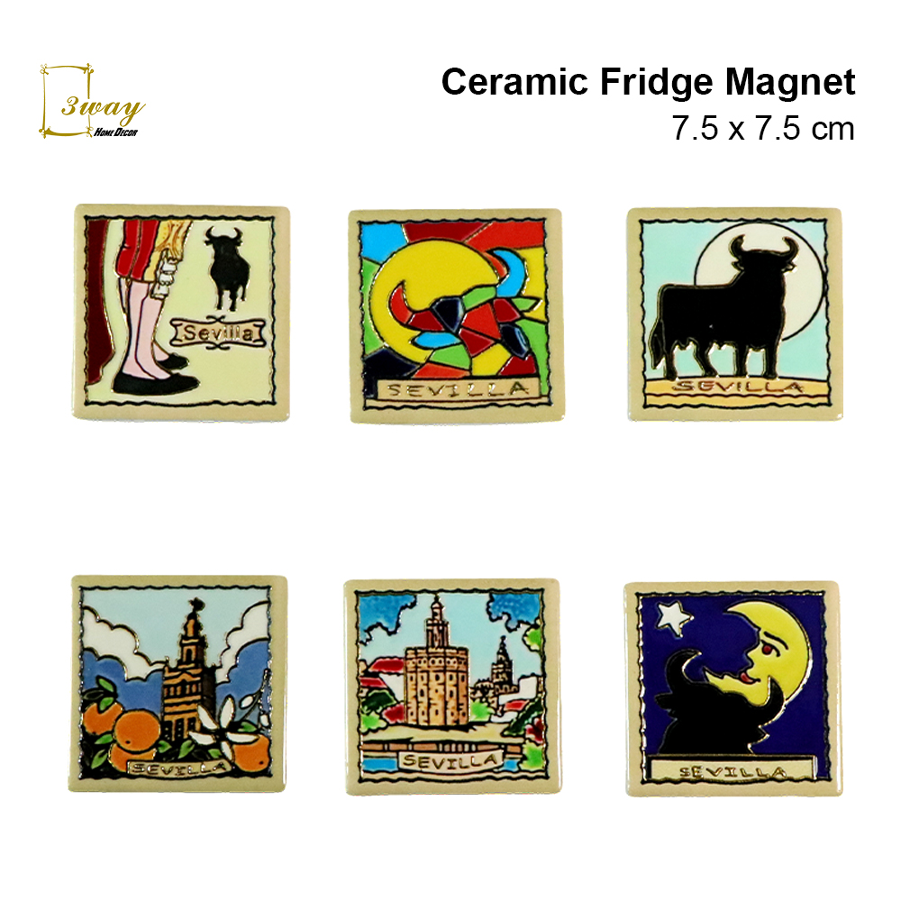 SquareFit Ceramic Fridge Magnet Square Shape 7.5x7.5 cm