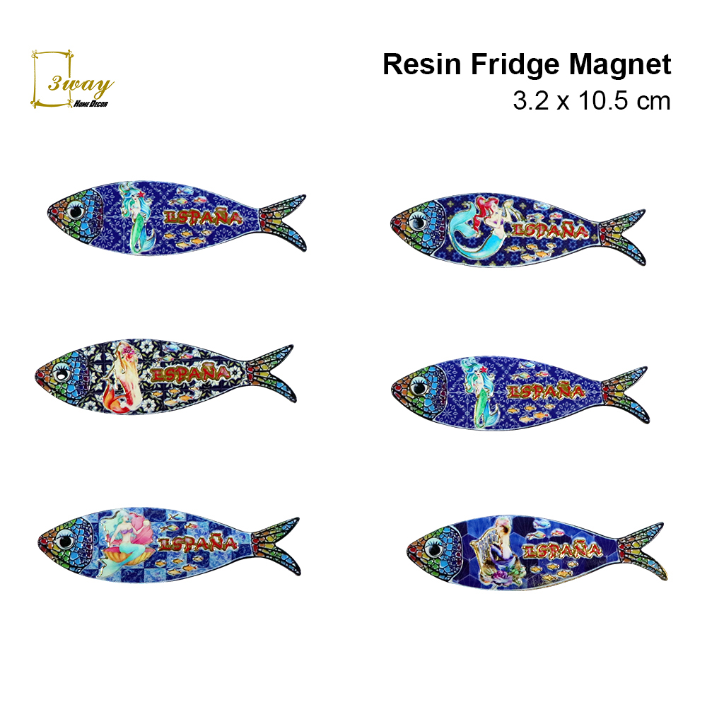 SquareFit Resin Fridge Magnet Fish Shape 3.2x10.5 cm