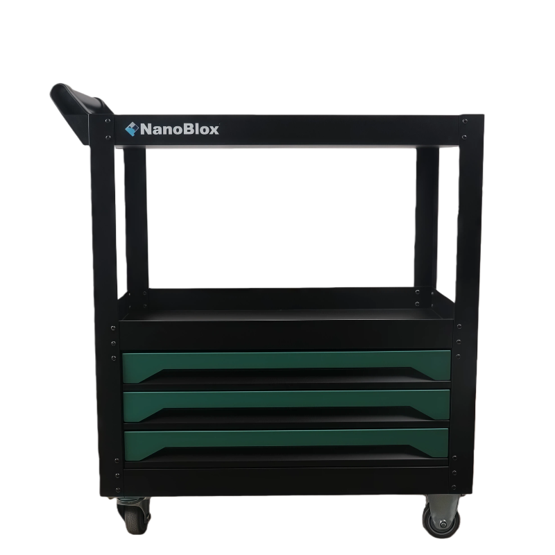 Nanoblox 3-Tier Metal Utility Cart Storage Service Trolley Tool Storage Black