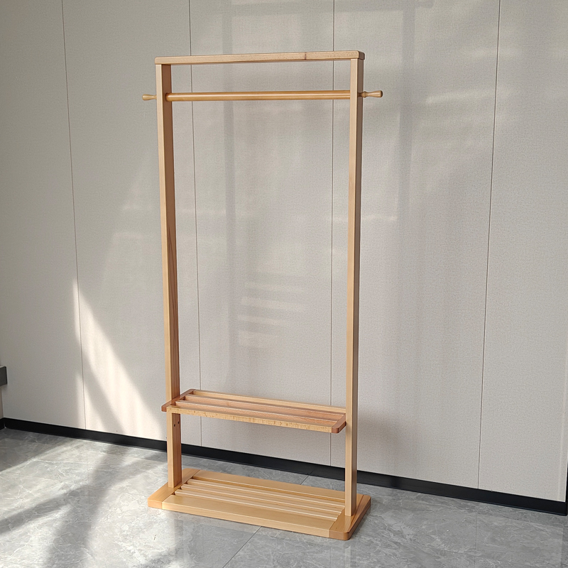 Clothes rack with Solid wood with Multi-functional solid wood clothes rack