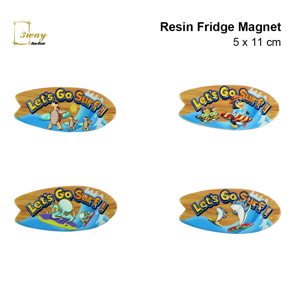 SquareFit Resin Fridge Magnet Surfboard Shape 5x11 cm