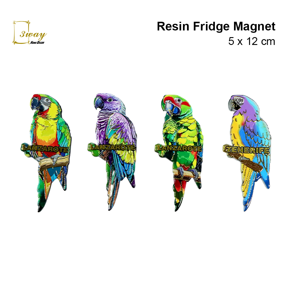 SquareFit Resin Fridge Magnet Parrot Shape 5x12 cm