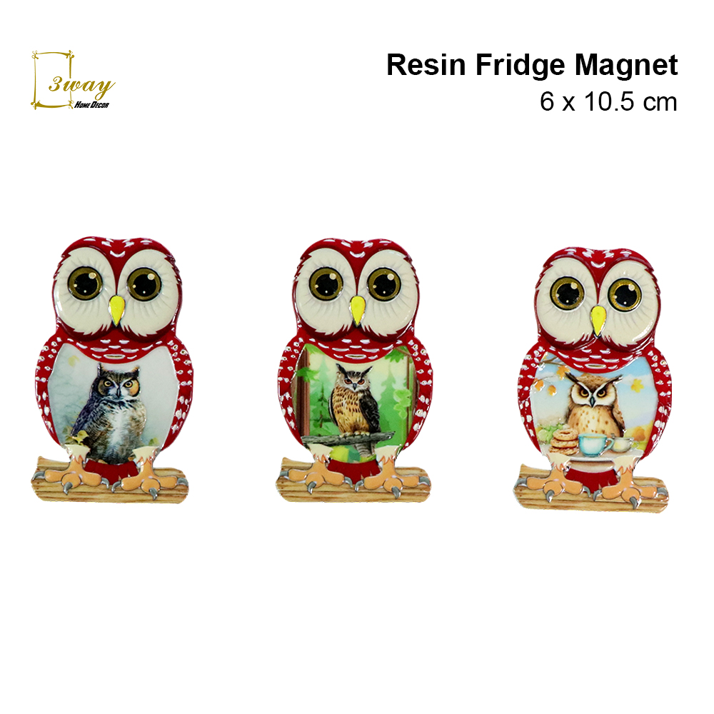 SquareFit Resin Fridge Magnet Owl Shape 6x10.5 cm