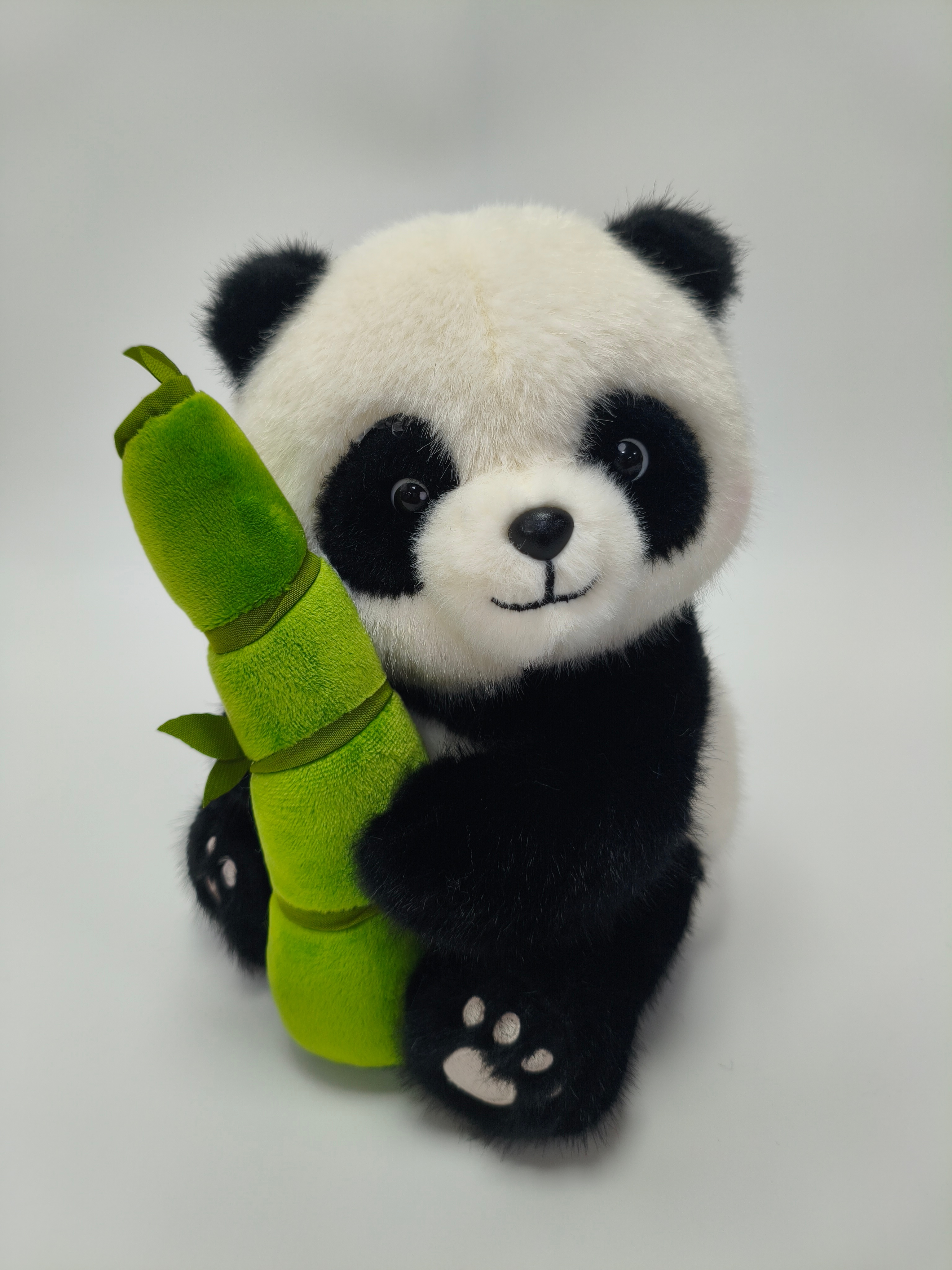 Object-holding Cute Panda Plush Toy, Tree Stump & Bamboo-holding Panda Stuffed Animal,