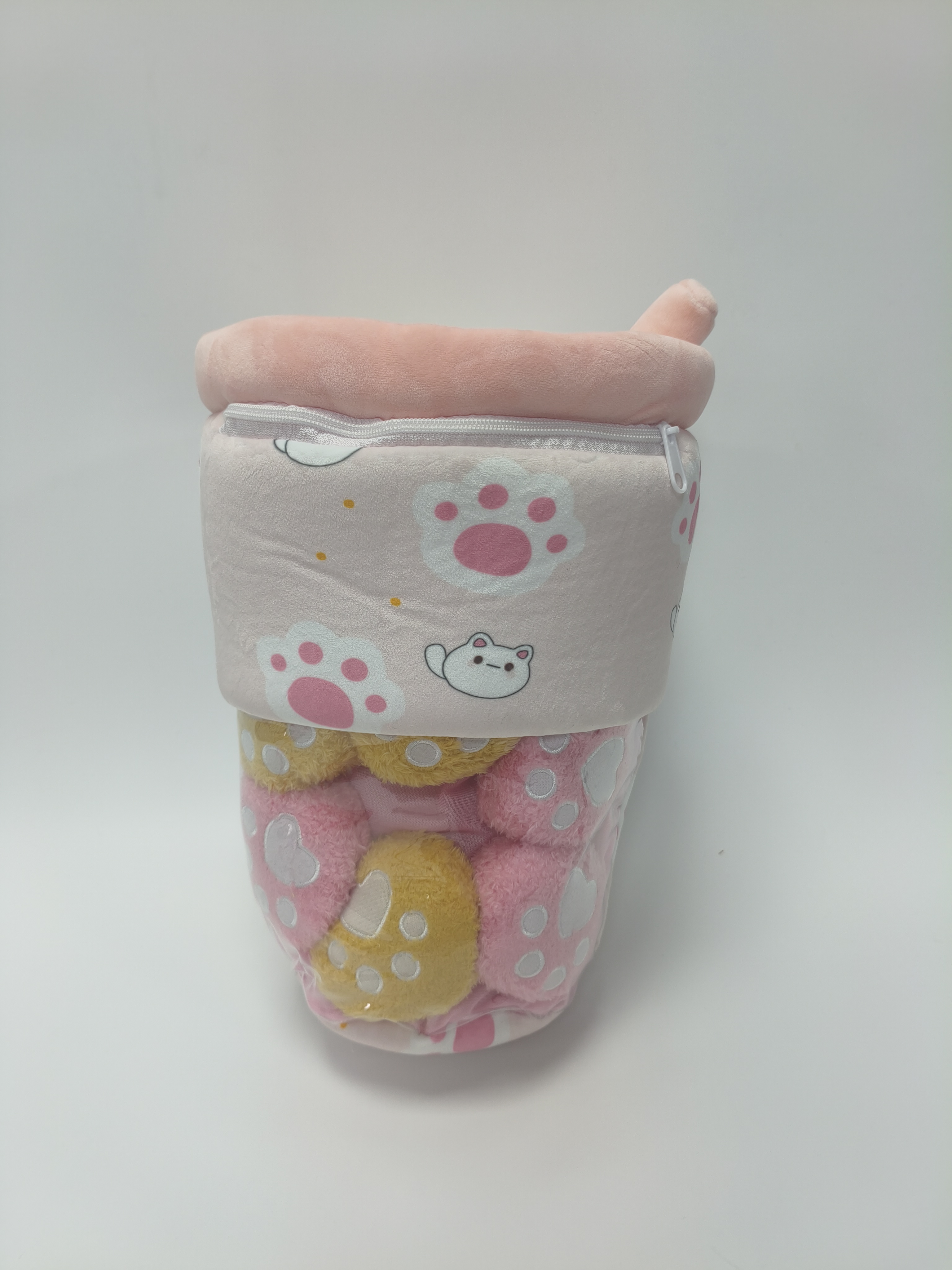 Multi-color Milk Tea Cup Snack Bag Plush Toy,Bag of MiniCat Paw Plush Dolls,Comfort Toy Customizable
