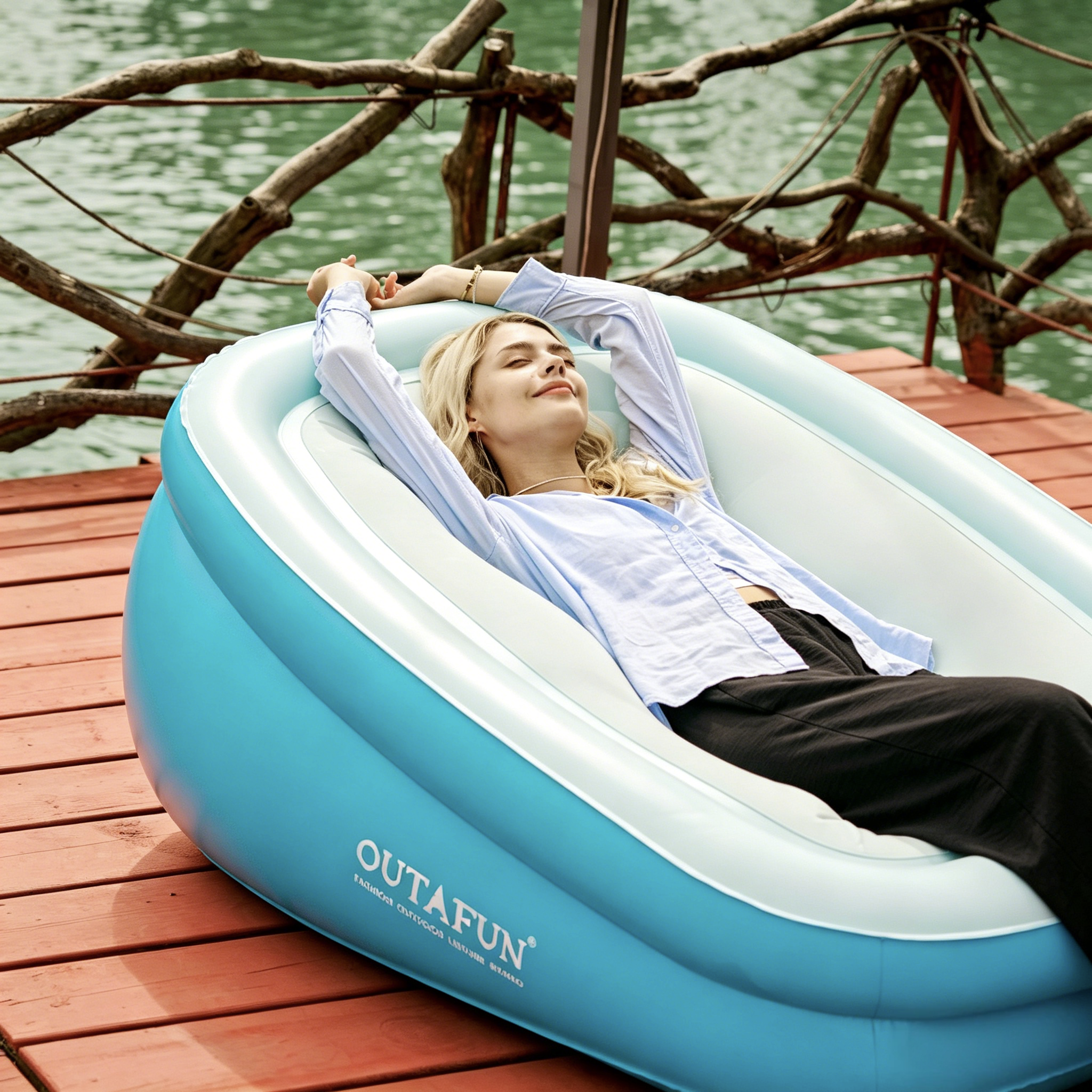 OUTAFUN Outdoor Inflatable Sofa Camping Lazy Air Bed Automatic Folding Portable Lounger