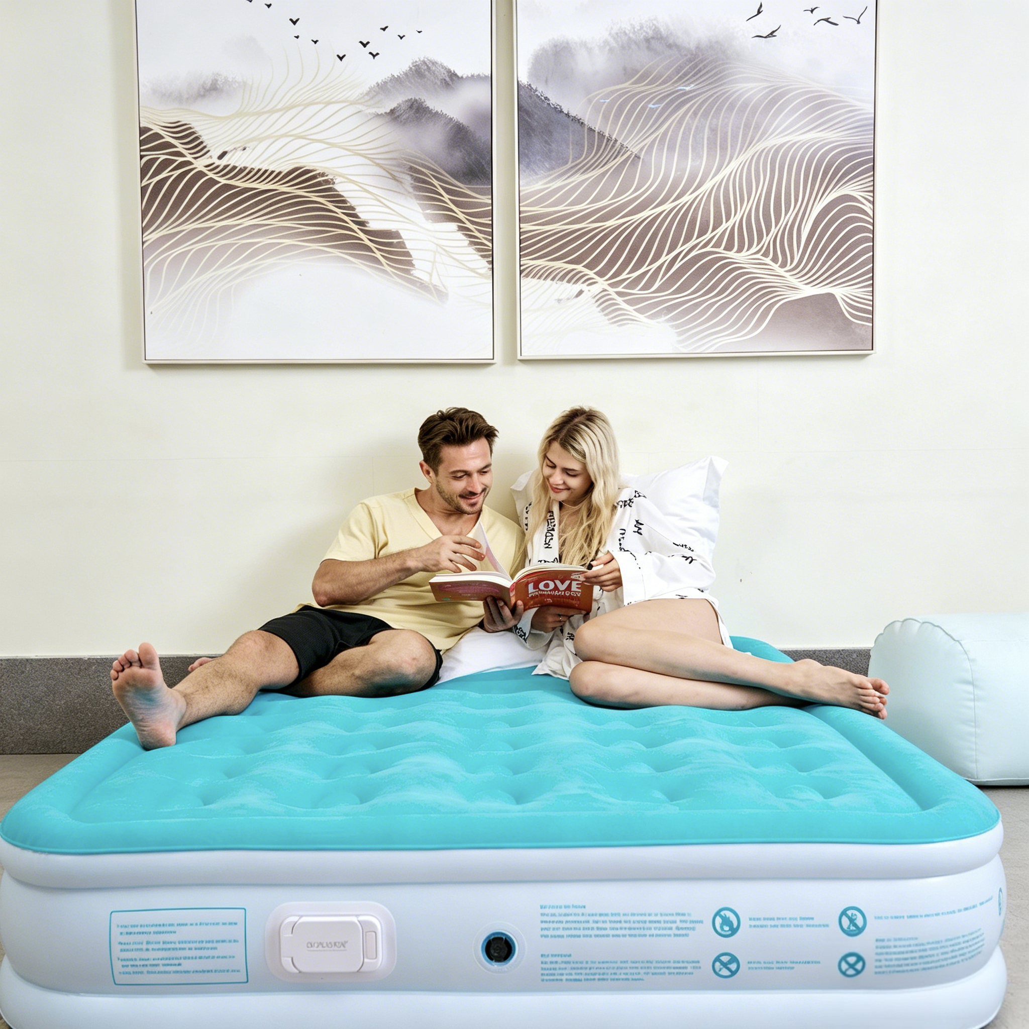 OUTAFUN Inflatable Mattress: Thickened elevated bed for camping & home, portable inflatable pad.