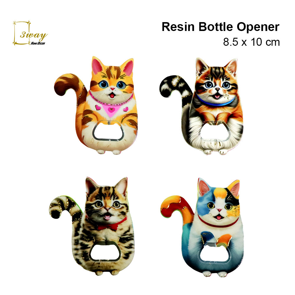 SquareFit Resin Bottle Opener Cat Shape 8.5x10 cm